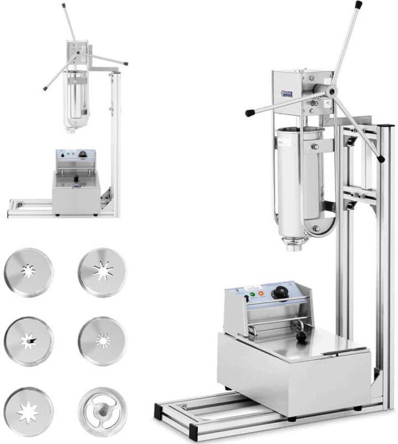 Corenia Churrosmachine – Churrosapparaat – Churrospresser – Churrosmaker – Churrosfrituurbak – 5 Liter Cilindertank – 2500W Roestvrij Stalen Design