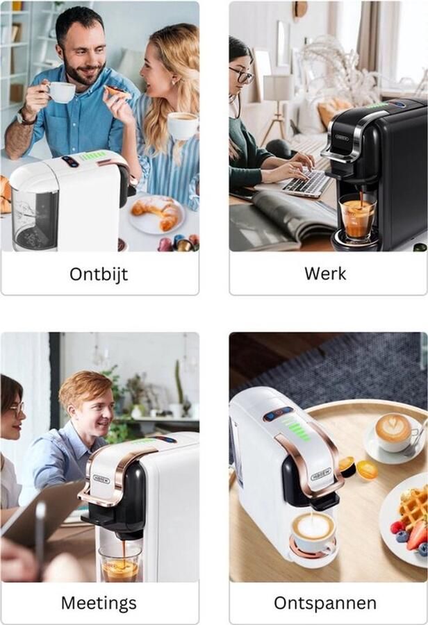 Corenia Coffee Machine Nespresso Koffiemachine Espresso Maker ijskoffie 5 in 1 Wit