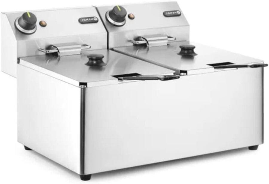Corenia Dubbele Friteuse – Frituurpan – Frituurketel – Frietpan – Frituurapparaat – 2 x 8L Capaciteit – 7kW Vermogen