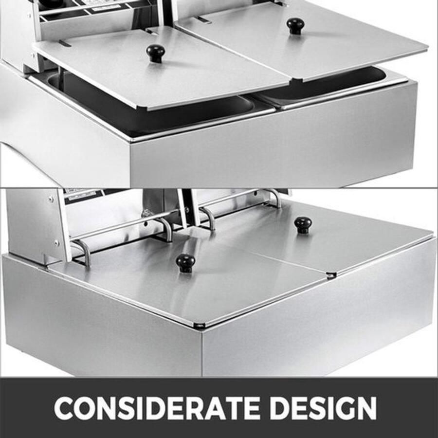 Corenia Dubbele Friteuse – Professionele Frituurpan – Elektrische Frituurpan – Snack Friteuse – Horeca Friteuse – 12 Liter Inhoud – 5000W Vermogen