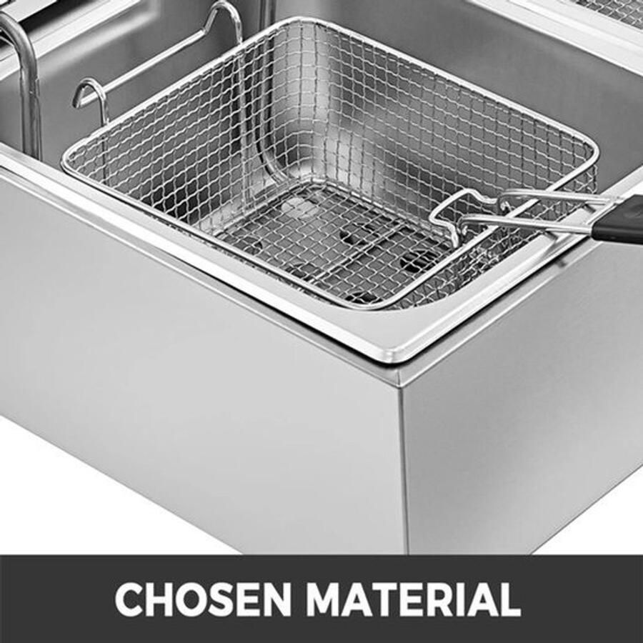 Corenia Dubbele Frituurpan 12L Frituurpan – Elektrische 5000W – RVS – Instelbare Thermostaat – Voor Horeca en Thuisgebruik Krachtig en Snel Opwarmen - Foto 2