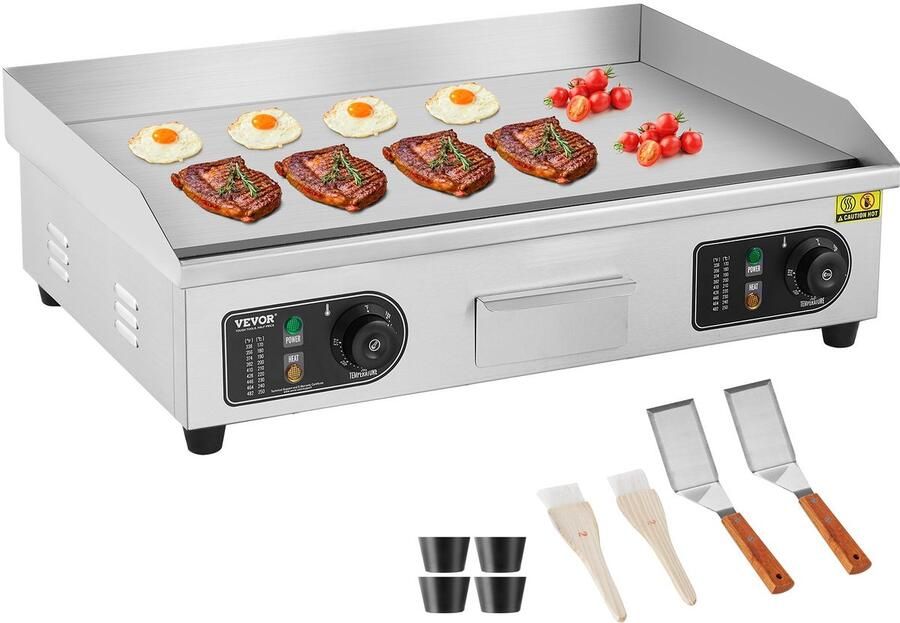 Corenia Elektrische Bakplaat – Grillplaat – Teppanyaki – Flat Top Grill – Bakplaat Professioneel – 4000W Vermogen – Roestvrijstalen Oppervlak 58x38 cm