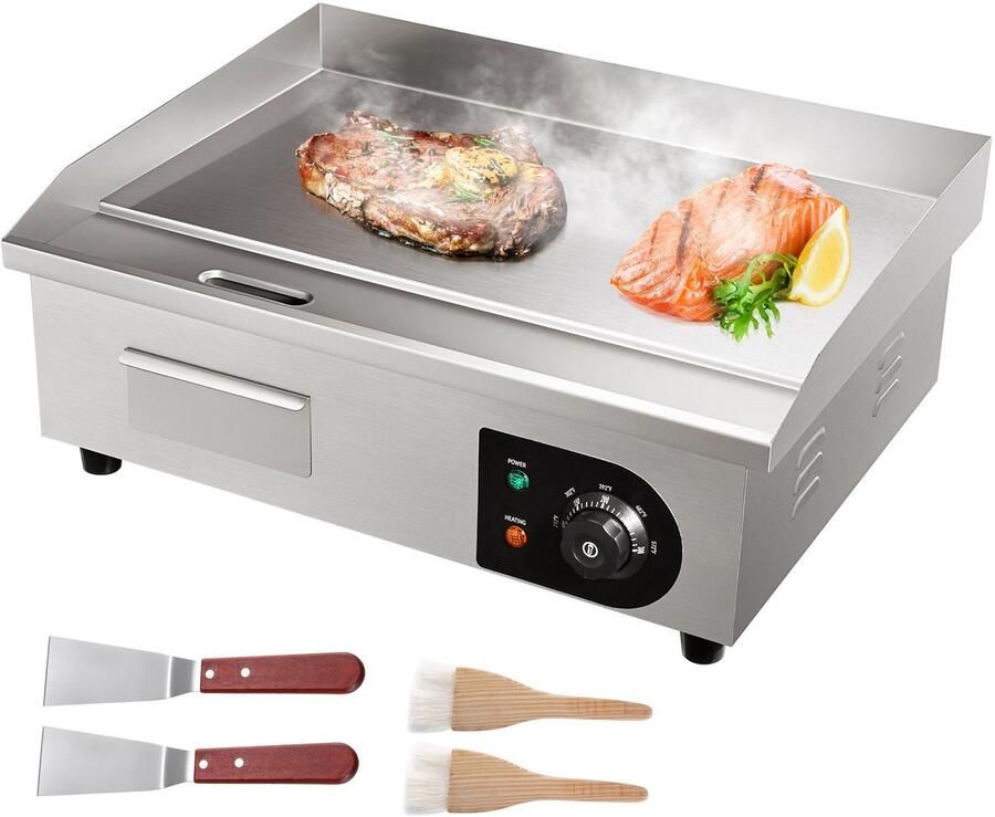 Corenia Elektrische Bakplaat – Grillplaat – Teppanyaki – Grill – Kookplaat – RVS – 3000W Vermogen – Groot Bakoppervlak 53 3 cm