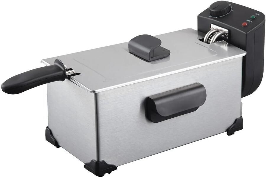 Corenia Elektrische friteuse Vermogen Regelbare Thermostaat Uitneembare Mand met Anti-Scald Grip Roestvrijstalen Deksel Afvoerkraan en Geurfilter 2200W 3L