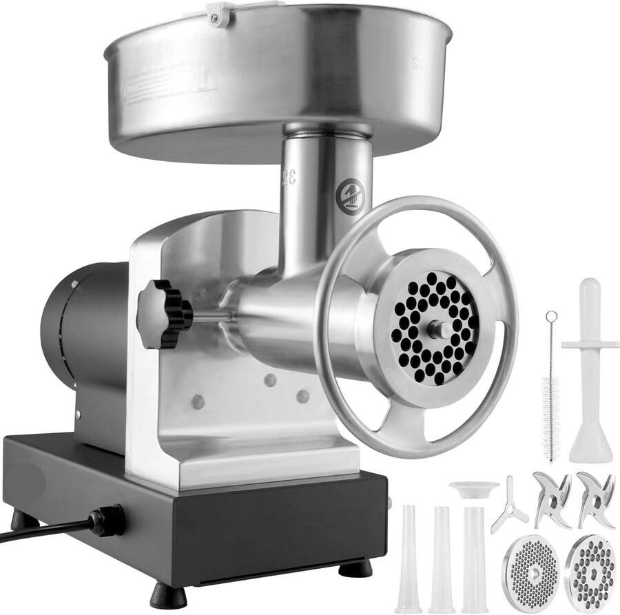 Corenia Elektrische Gehaktmolen Voor Alle Soorten Vlees Roestvrij Staal Vleesmolen 1000-1300W 992 LBS h 2 Messen Vleesmolens Worstenmaker 3 Slijpplaten Koolstofstaal Zilver Zwart