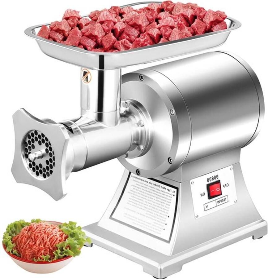 Corenia Elektrische Gehaktmolen Voor Alle Soorten Vlees Roestvrij Staal Vleesmolen 1100W 330LBS h 193 RPM Vleesmolens Worstenmaker Roestvrij Staal Zilver