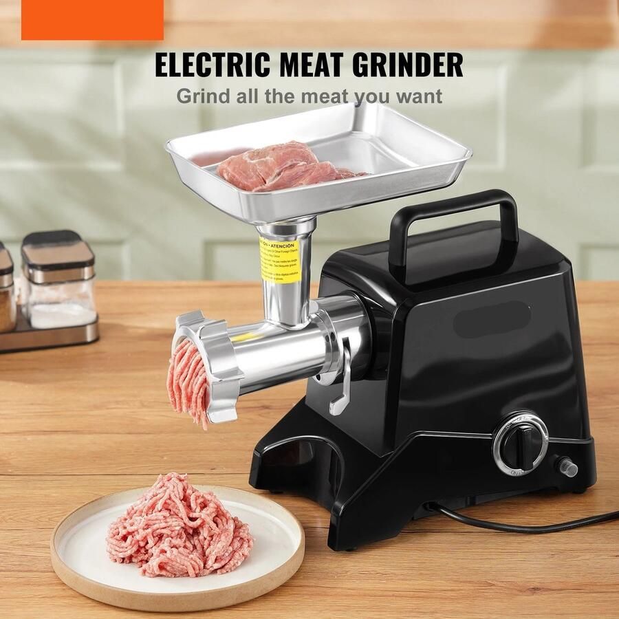 Corenia Elektrische Gehaktmolen Voor alle soorten Vlees Roestvrij staal Vleesmolen Vleesmolens worstenmaker Keukenmolenmachine 2 Messen 3 Maalplaten 6575W 419LBS H Zwart