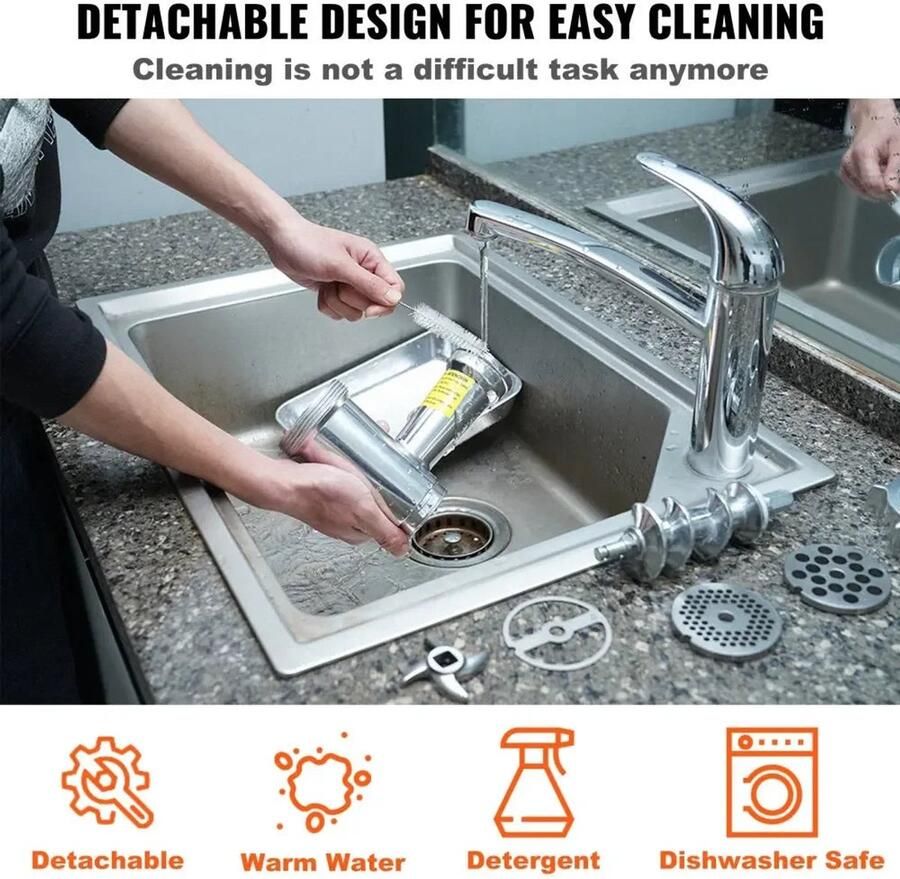 Corenia Elektrische Gehaktmolen Voor alle soorten Vlees Roestvrij staal Vleesmolen Vleesmolens worstenmaker Keukenmolenmachine 2 Messen 3 Maalplaten 575W 193 r min 419LBS H Zwart