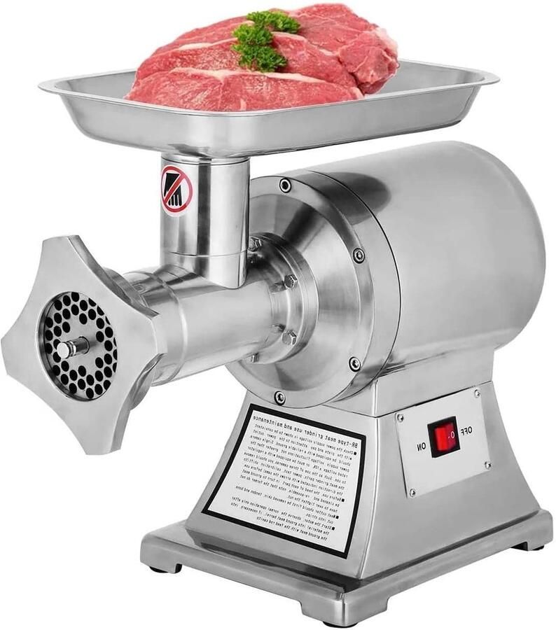 Corenia Elektrische Gehaktmolen Voor alle soorten Vlees Roestvrij staal Vleesmolen worstenmaker 1100W 550Lbs Hour 1.5HP 93 r min Zilver
