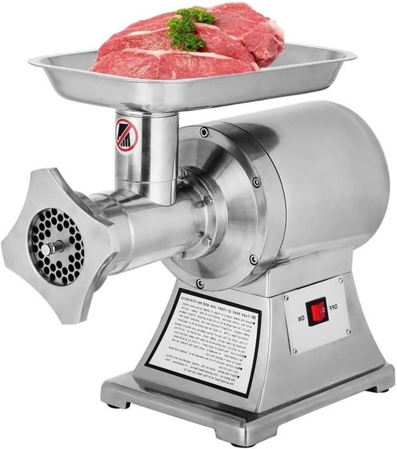 Corenia Elektrische Gehaktmolen Voor alle soorten Vlees Roestvrij staal Vleesmolen worstenmaker 1100W 550Lbs Hour 1.5HP 93 r min Zilver
