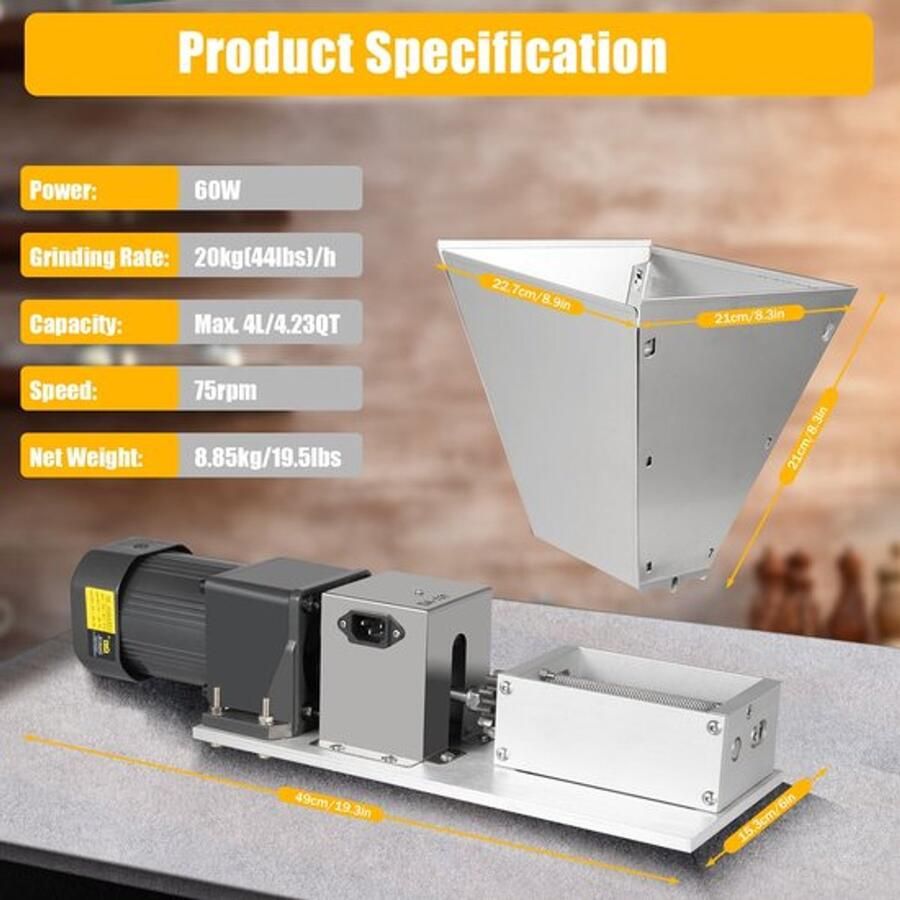 Corenia Elektrische Graanmolen – Koffiemolen – Specerijenmolen – Kruidenmolen Notenmolen – Granenmolen – 4 Liter Capaciteit – 60W Motor - Foto 2