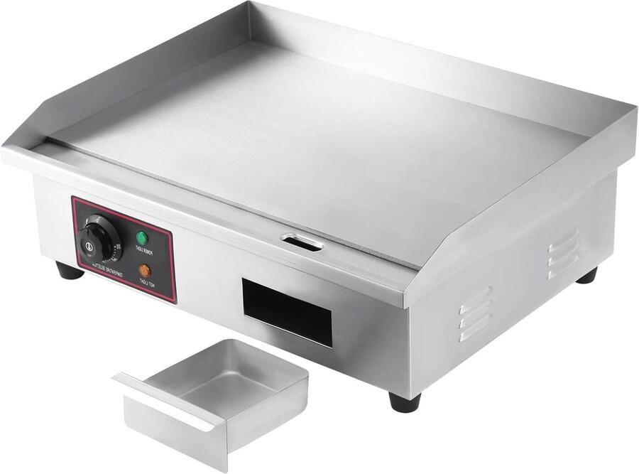 Corenia Elektrische Grillplaat Teppanyaki Grill voor Horeca Thuisgebruik Ruim Bakoppervlak 3000W 220-240 V 50 Hz 30-300°C RVS 55 x 43 x 15 cm Zilver