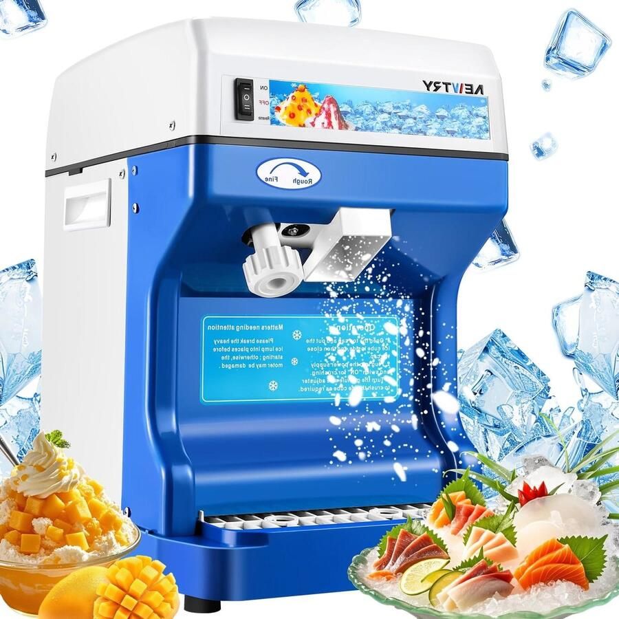 Corenia Elektrische ijscrusher – Ijsblokjesmaler – Ijsschaafmachine – Sneeuwkegelmaker – IJscrusher – 250W Motor – Instelbare Lemmetdikte - Foto 3