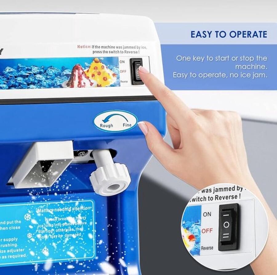 Corenia Elektrische ijscrusher – Ijsblokjesmaler – Ijsschaafmachine – Sneeuwkegelmaker – IJscrusher – 250W Motor – Instelbare Lemmetdikte - Foto 2