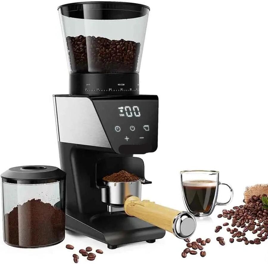 Corenia Elektrische Koffie Molen Automatische Braammolen Koffiebonen Maler 220V 300g 30 Tandwiele Bonenreservoir LCD Timer voor Espresso Filterkoffie en French Press