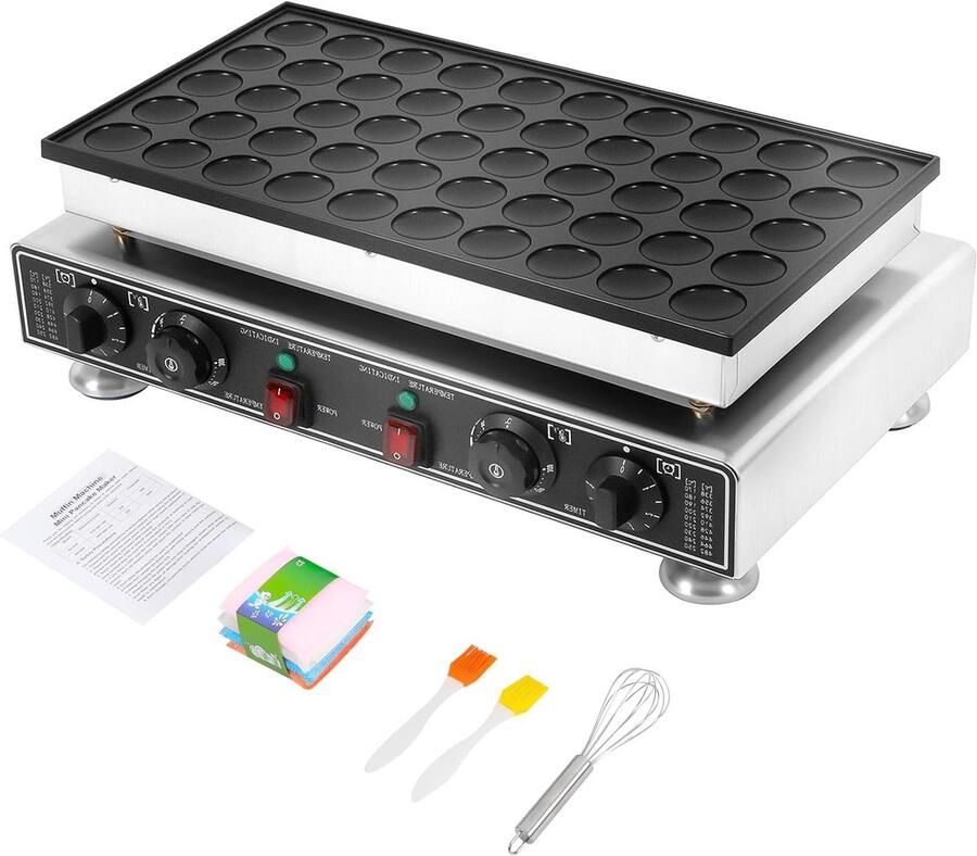 Corenia Elektrische Pannenkoekenmaker – Mini Pannenkoekjesmaker – Poffertjespan – Dorayaki Machine – Mini Bakplaat – 50 Gaatjes 1800W – Instelbare Temperatuur en Tijd