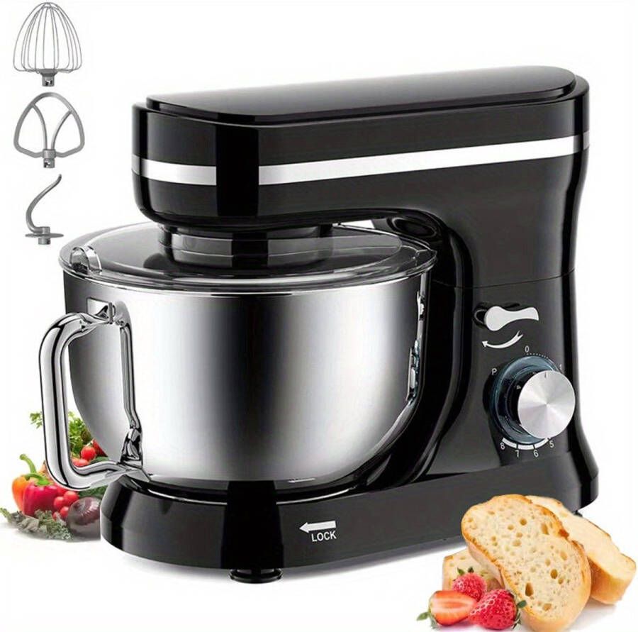 Corenia Elektrische Standmixer – Keukenmixer – Deegmixer – Mengmachine – Bakmixer – Zwart – 4 2 Liter Mengkom – 6 Snelheidsstanden Met Kantelbaar Kopstuk En Vergrendeling