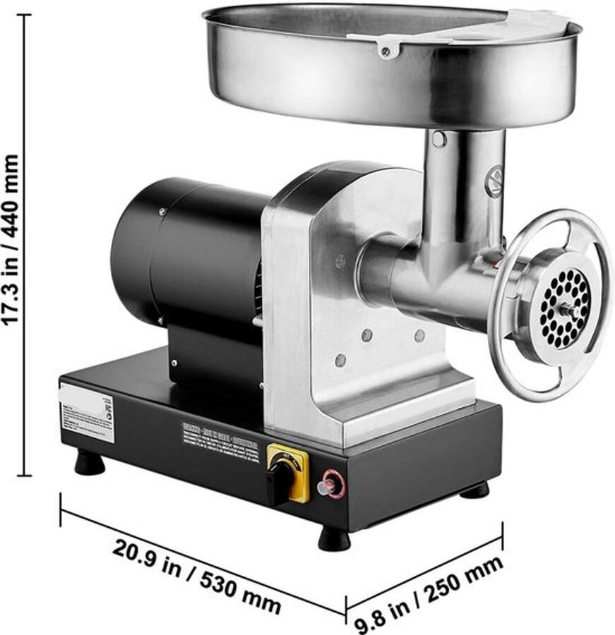 Corenia Elektrische Vleesmaler – Vleesmolen – Gehaktmolen – Worstmaker – 350W Motor – RVS Materiaal – 2 7 Kg Per Minuut