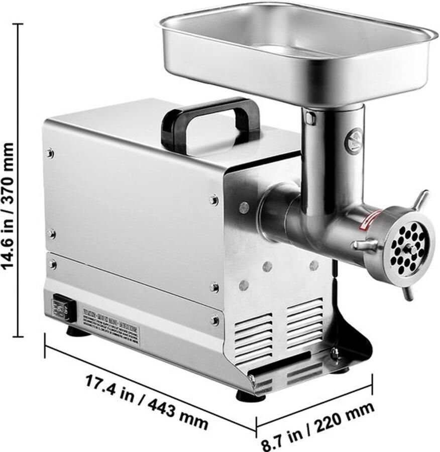 Corenia Elektrische Vleesmolen – Vleesmaler – Worstmaker – Industriële Molen – 300W Motor – Roestvrij Staal