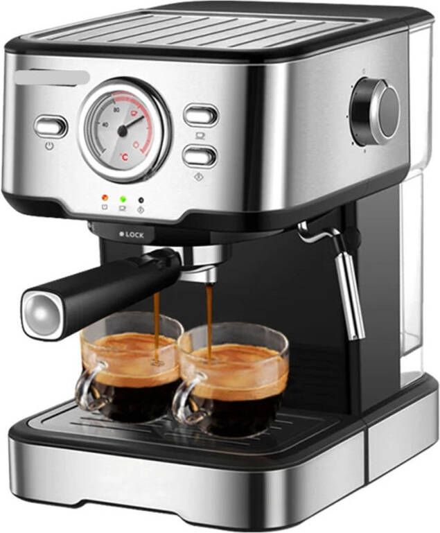 Corenia Espressomachine Compact Koffiezetapparaat Semi automatisch 20 Bar 220V RVS Koffiemachine Espresso machine Stoompijpje & Display