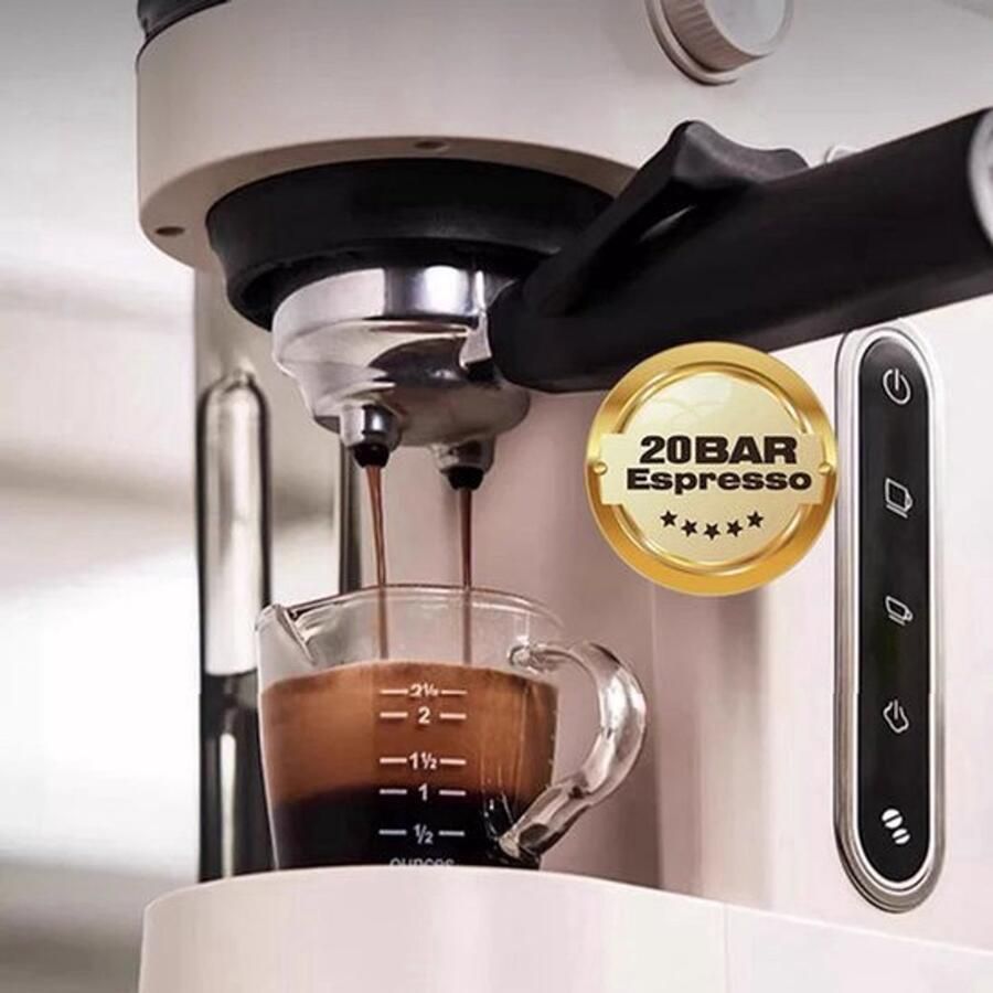 Corenia Espressomachine Koffiemachine Compact Koffiezetapparaat 20 Bar Semi-automatische met Maalwerk -Melkschuimsysteem Compact & Gebruiksvriendelijk voor Espresso Cappuccino en Latte - Foto 2