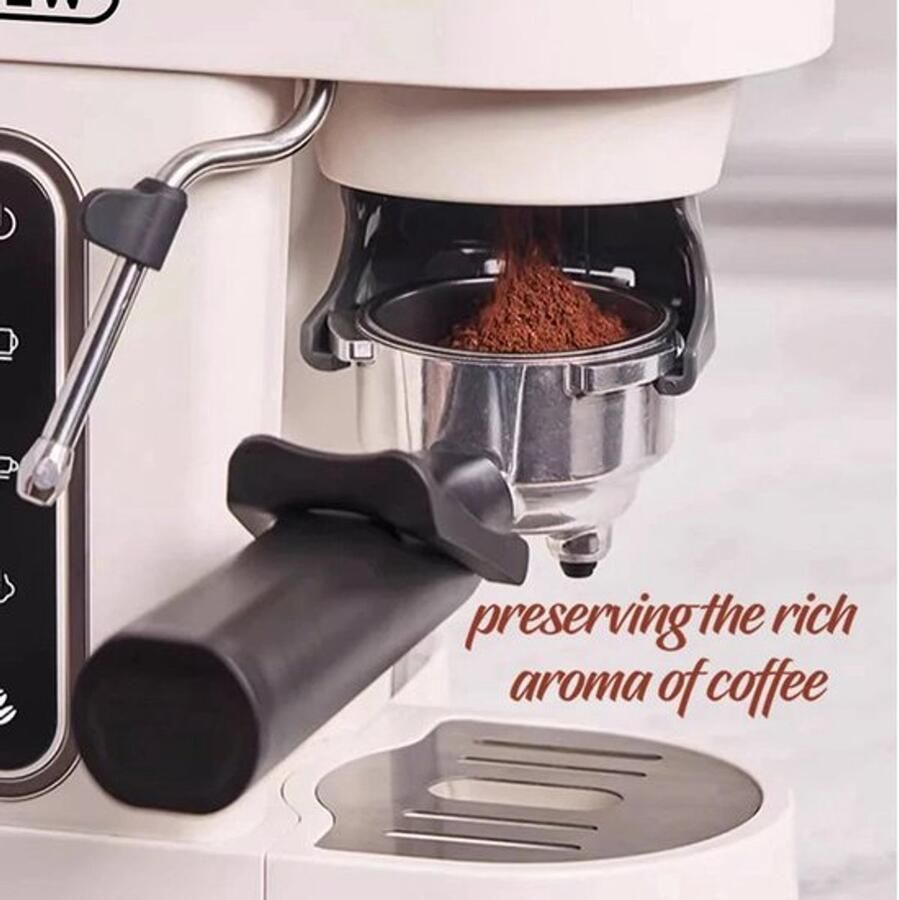 Corenia Espressomachine Koffiemachine Compact Koffiezetapparaat 20 Bar Semi-automatische met Maalwerk -Melkschuimsysteem Compact & Gebruiksvriendelijk voor Espresso Cappuccino en Latte