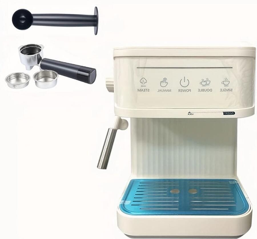 Corenia Espressomachine – Koffiemachine – Espressozetapparaat – Cappuccinomachine – Latte Maker – Semi-automatisch – 20 Bar Pomp – Ingebouwde Melkopschuimer Met Stoompijpje – Wit – Metaal Mat