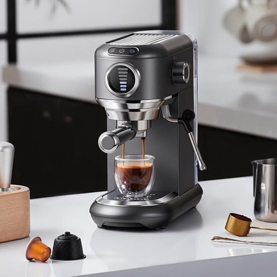 Corenia Espressomachine – Koffiemachine – Pistonmachine – Cappuccinomachine – Mini Koffiezetapparaat – 19 Bar Pompdruk – Afneembare 1 1L Watertank