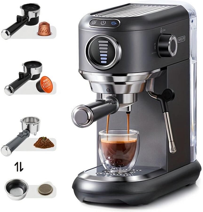 Corenia Espressomachine – Koffiemachine – Pistonmachine – Cappuccinomachine – Mini Koffiezetapparaat – 19 Bar Pompdruk – Afneembare 1 1L Watertank