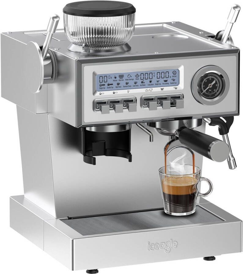 Corenia Espressomachine – Koffiemachine – Pistonmachine – Volautomaat – Baristamachine – 20-Bar Pomp – Roestvrijstalen Behuizing