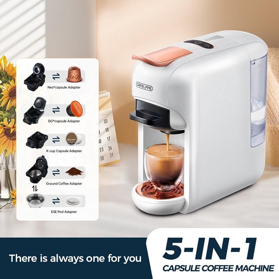 Corenia Espressomachine – Koffiemachine – Volautomaat – Pistonmachine – Capsulemachine – 19 Bar Druk – 0 6L Afneembare Watertank – Energiezuinig – Modern Vierkant Design