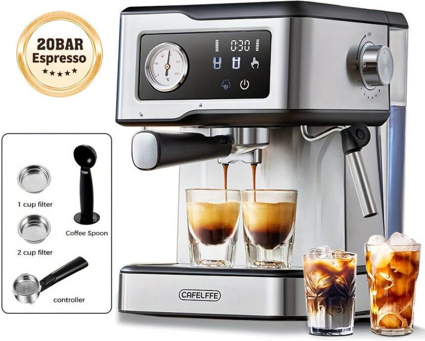 Corenia Espressomachine – Koffiezetapparaat – Cappuccinomachine – Latte Macchiatomachine – Melkopschuimer – 3-Speed Temperatuurregeling – 1 5L Afneembaar Waterreservoir