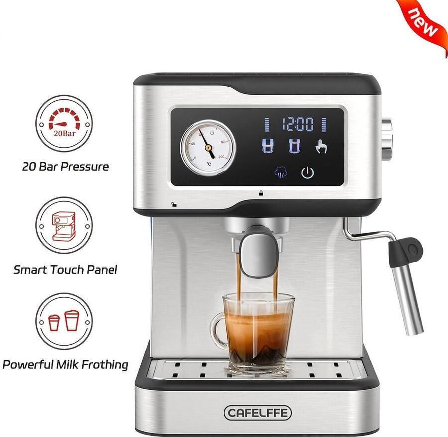 Corenia Espressomachine – Koffiezetapparaat – Espressoapparaat – Latte Macchiato Maker – Cappuccino Machine – 20 Bar Pompdruk – LCD Touchscreen Met Melkopschuimer