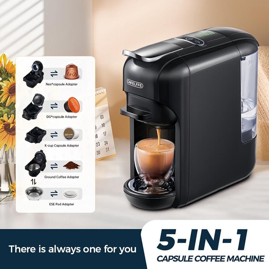 Corenia Espressomachine – Koffiezetapparaat – Pistonmachine – Capsulekoffiemachine – Koffiemachine – 19 Bar Pompdruk – Compact 0 6L Waterreservoir