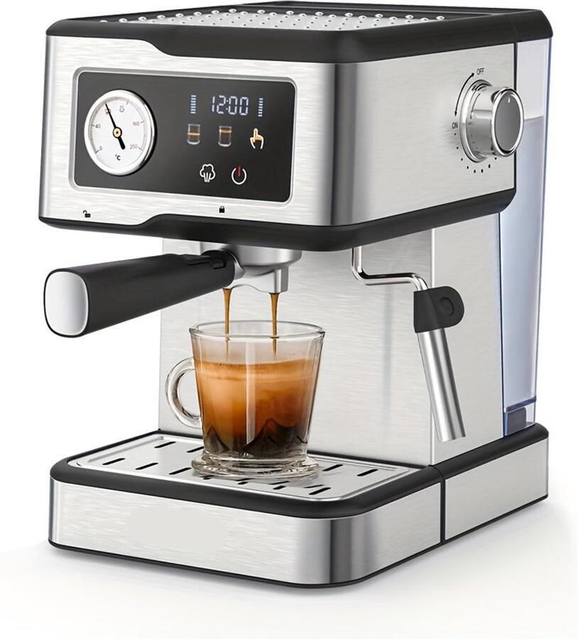 Corenia Espressomachine – Semi-automatisch – Koffiezetapparaat – Cappuccinomachine – IJskoffiemachine – 20 Bar Druk – 1 5L Afneembaar Waterreservoir