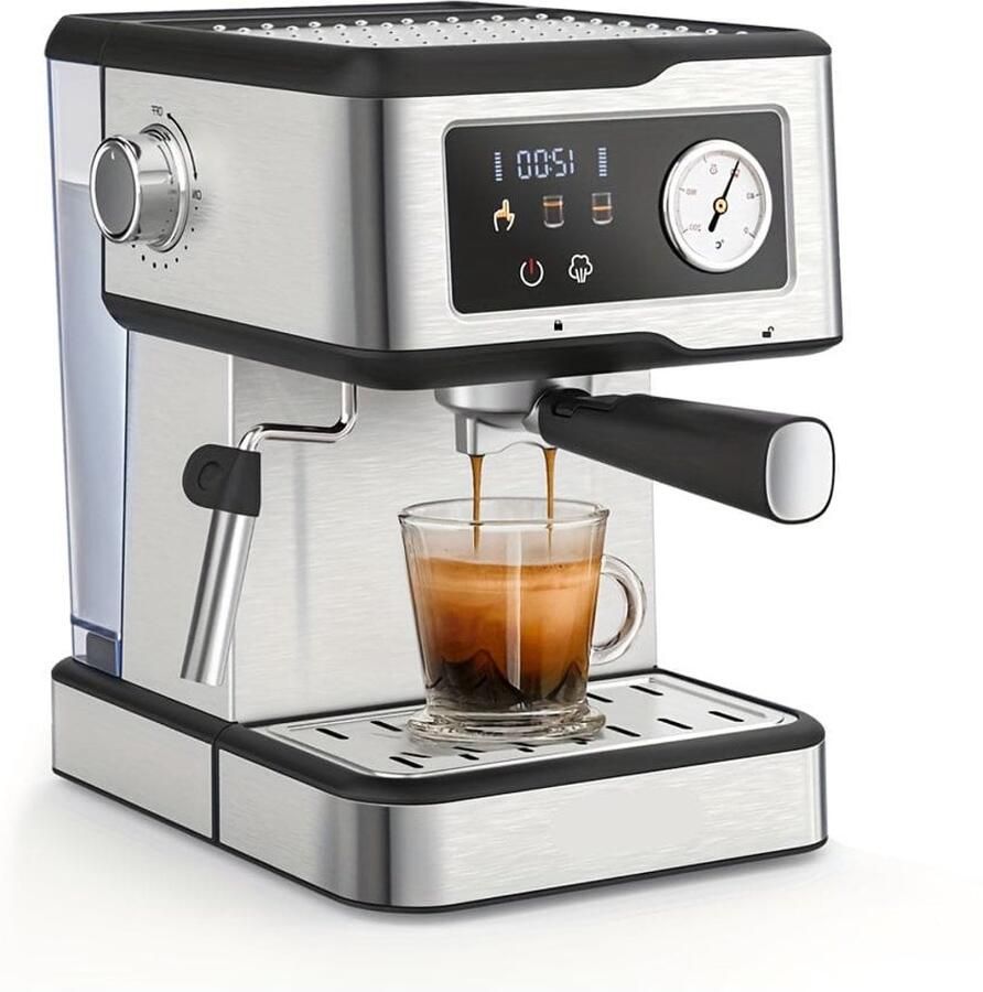 Corenia Espressomachine – Semi-automatisch – Koffiezetapparaat – Cappuccinomachine – IJskoffiemachine – 20 Bar Druk – 1 5L Afneembaar Waterreservoir