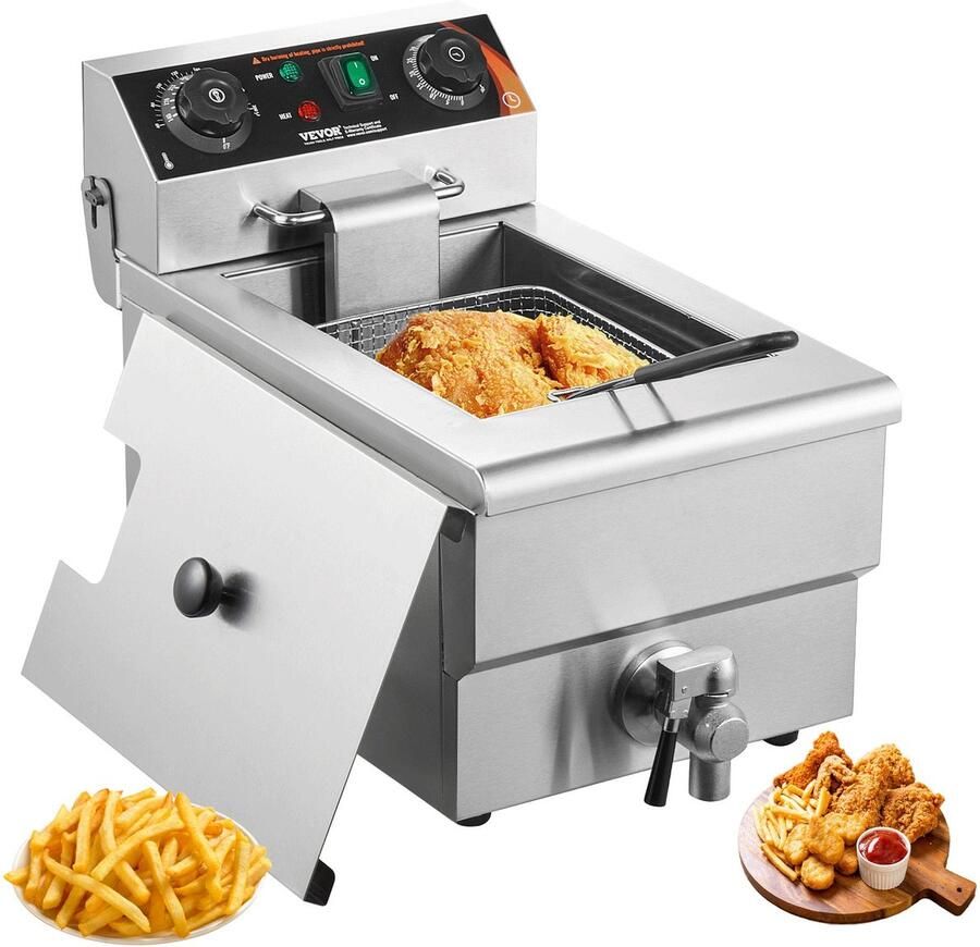Corenia Friteuse – Frituurpan – Elektrische Friteuse – Koude Zone Friteuse – Professionele Frituurpan – 9 Liter Capaciteit – RVS Behuizing – 2200 Watt