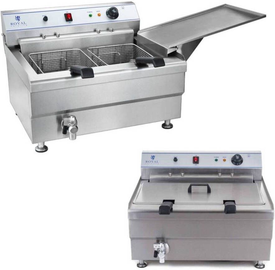 Corenia Friteuse – Frituurpan – Oliebollenmachine – Visfriteuse – Dubbele Mand – 24 Liter Inhoud – Roestvrij Staal – Temperatuurregeling