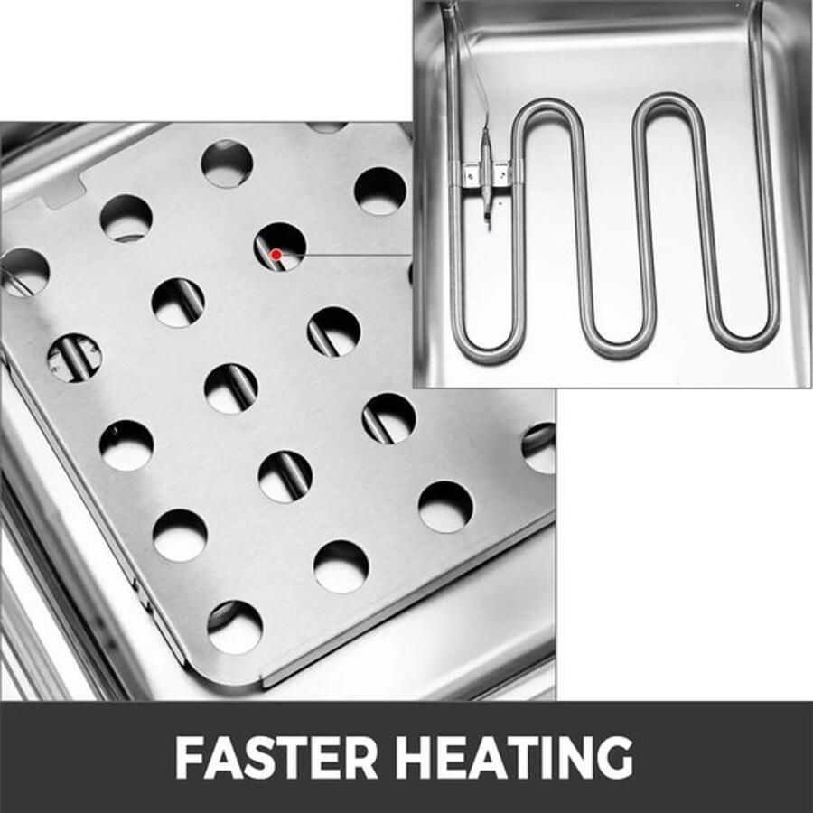 Corenia Frituurpan Dubbele tanks Commerciële frituurpan 5000W 220V 12L Roestvrij staal Frituurpan voor op het aanrecht Instelbare temperatuurregeling Zilver