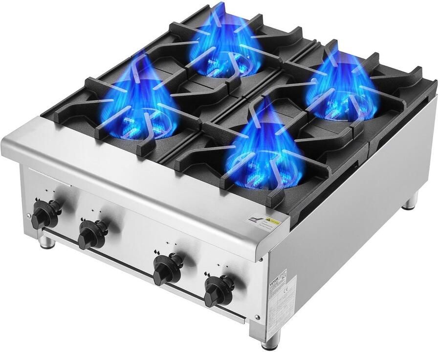 Corenia Gasstel – Gasfornuis – Gaskookplaat – Kooktoestel – Gasfornuis 4-pits – Roestvrij Staal – 28 kW Vermogen