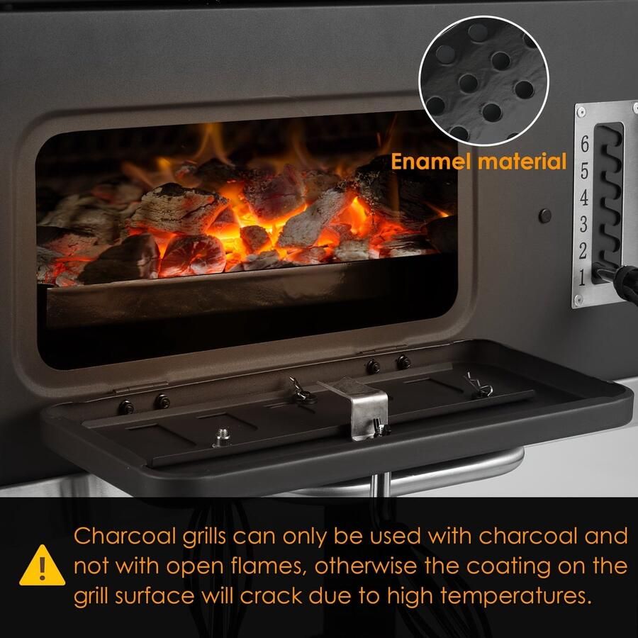 Corenia Gietijzeren Barbecue – Houtskool Grill – BBQ – Buitenkeuken – Grilloven – Duurzaam Gietijzer – Compact Kookoppervlak – Grijs