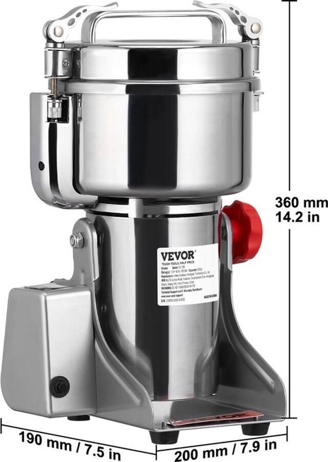 Corenia Graanmolen Kruidenmolen Elektrische Koffiemolen Elektrische Graanmolen 2500g Roestvrijstalen Poedermachine voor Kruiden Granen Specerijen en Koffie