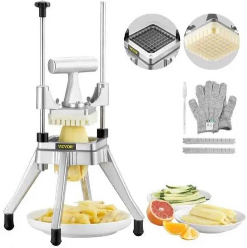 Corenia Groente- en Fruitsnijder Roestvrij sStaal Groentesnijder Snijmachine Mandoline Fruitsnijder Hakmolen Groentesnijder Multifunctioneel RVS Dicer – 3 8 & 1 4 Inch Snijbladen voor Keuken Restaurant en Catering