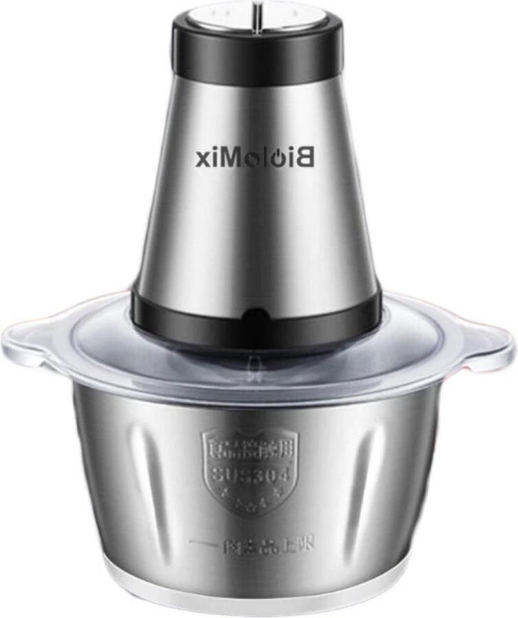 Corenia Hakmolen Electrisch Gehaktmolen Vleesmolen Food Processor Keukenmixer Hakmolen Elektrisch Grijs 500W 2 Snelheden Roestvrij staal 2L