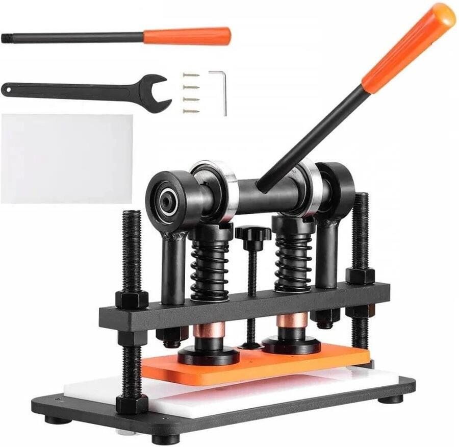 Corenia Handmatige Leersnijmachine Lederen Snijmachine Embossing Machine Handmatige met 12 mm Drukslag Stanspers voor Leer Foam Rubber en Kunststof Verstelbare Druk 1.5 Ton Drukkracht 28 x 14 cm