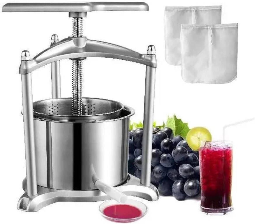 Corenia Handmatige Sapcentrifuge Kitchen Citruspers Handmatige Fruitpers Roestvrij Staal + Aluminium Zilver 6L Sinaasappel- en Druivenpers