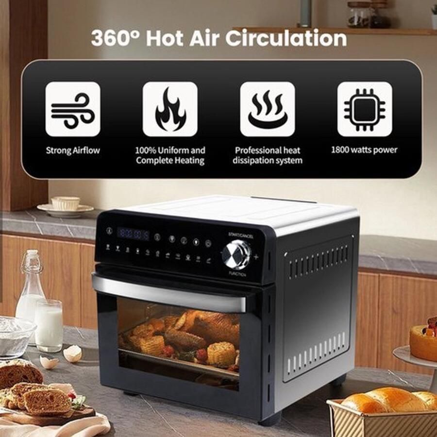 Corenia Heteluchtfriteuse 14L – Mini Oven 1800W 240V XXL 11 Programma s – LED Touchscreen 14L capaciteit Inclusief Rotisserie en Accessoires - Foto 2