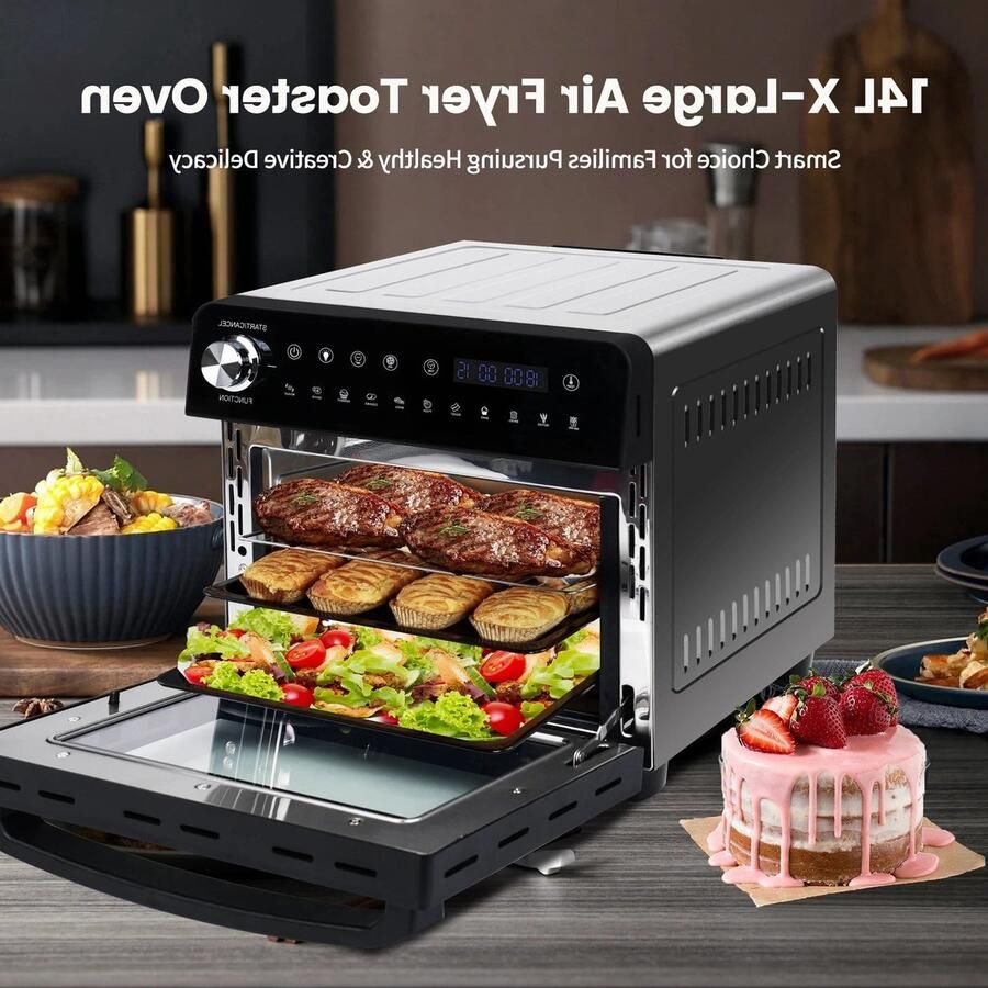 Corenia Heteluchtfriteuse 14L – Mini Oven 1800W 240V XXL 11 Programma s – LED Touchscreen 14L capaciteit Inclusief Rotisserie en Accessoires