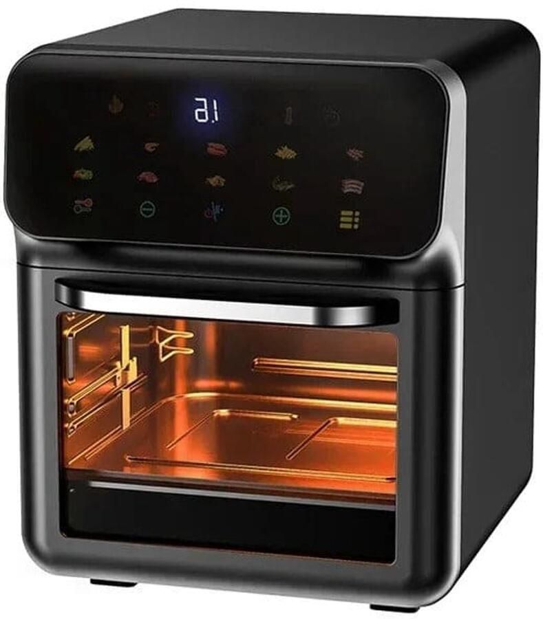 Corenia Heteluchtfriteuse Airfryer BPA-vrij 1300W 220V Frituurpan zonder olie 12L Multifunctionele heteluchtoven Zwart