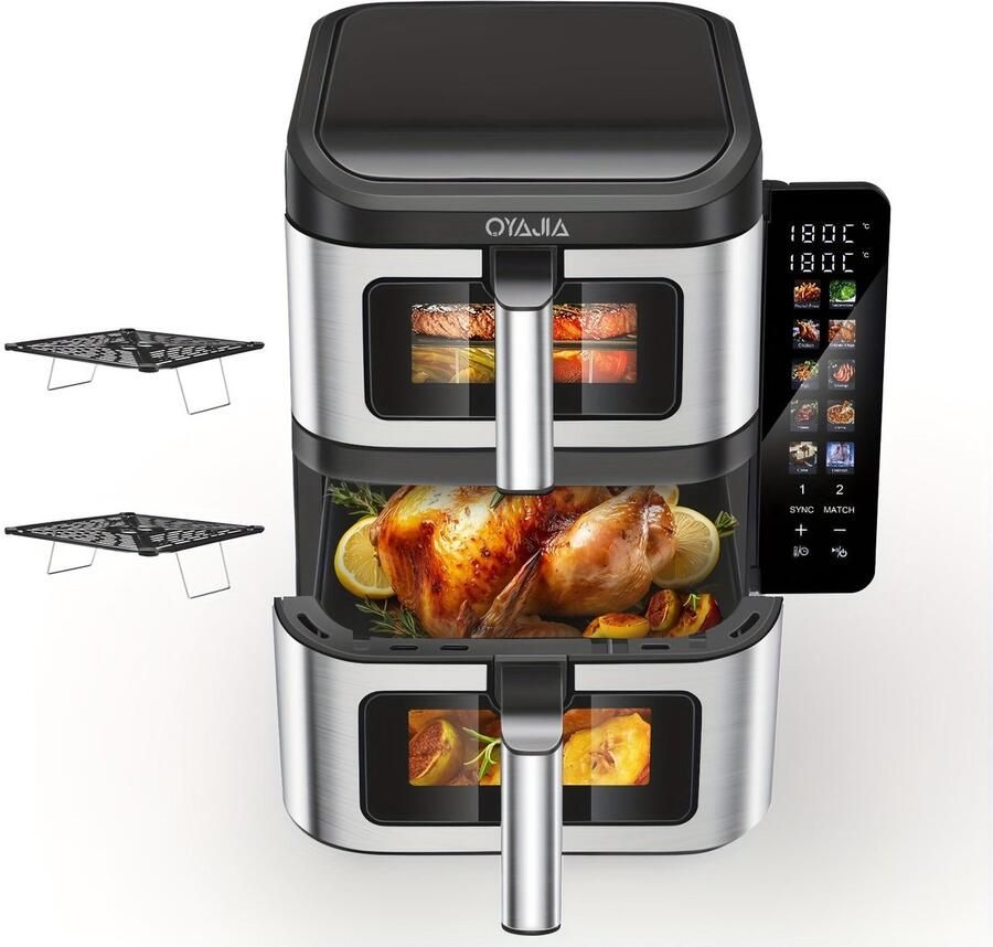 Corenia Heteluchtfriteuse – Airfryer – Friteuse – Luchtfriteuse – Digitale Oven – 11 Liter Capaciteit – Dubbele Mand met Cook & Sync Systeem